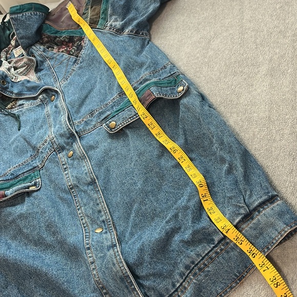 Vintage Y2K Current Seen Denim Duster Jacket Medium 90s Patch Avant Garde Grunge - Picture 5 of 10